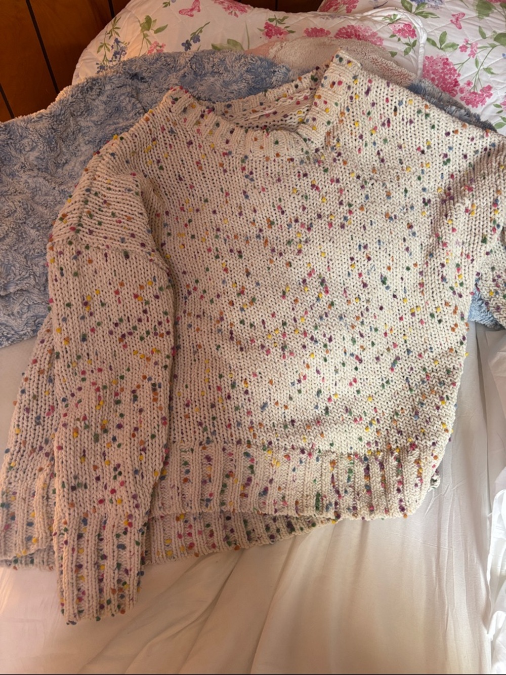 Seven7 Cream Speckled Crewneck Sweater